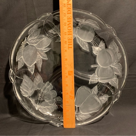 Sango Victoria & Beale 3-Part Clear Glass Platter Forbidden Fruit Pattern Japan - Picture 2 of 5